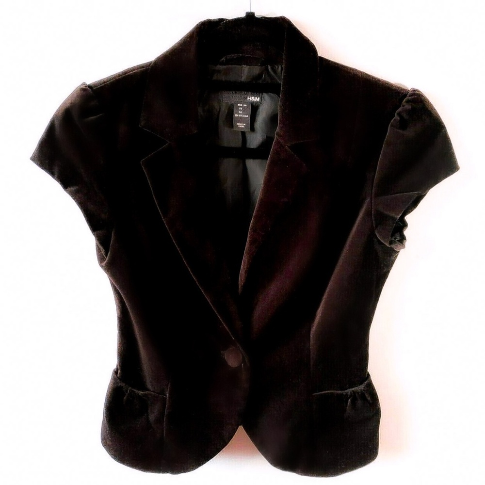 Black Velvet Short Sleeve Jacket/Blazer